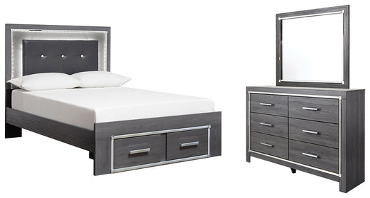 Lodanna Full Panel Bed with 2 Storage Drawers with Mirrored Dresser at Towne & Country Furniture (AL) furniture, home furniture, home decor, sofa, bedding