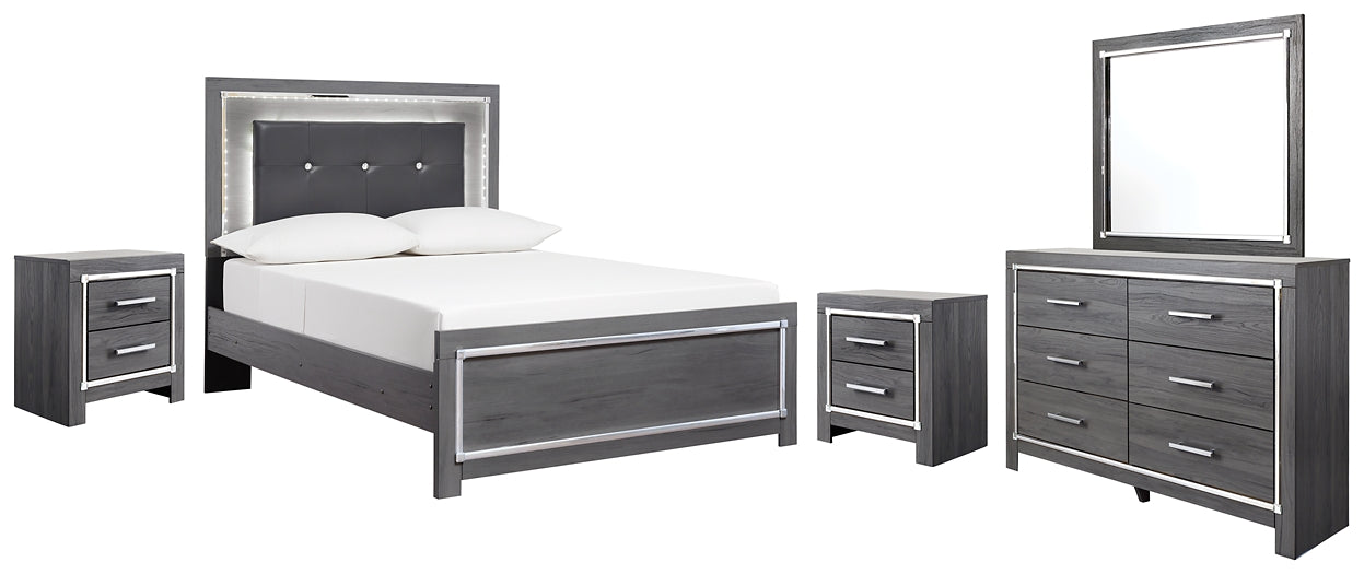 Lodanna Full Panel Bed with Mirrored Dresser and 2 Nightstands at Towne & Country Furniture (AL) furniture, home furniture, home decor, sofa, bedding