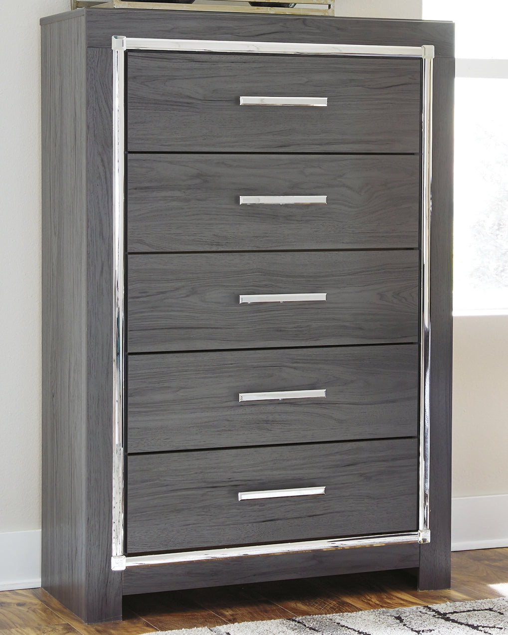 Lodanna Full Upholstered Panel Headboard with Mirrored Dresser and Chest at Towne & Country Furniture (AL) furniture, home furniture, home decor, sofa, bedding
