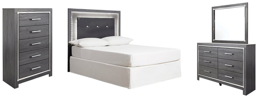 Lodanna Full Upholstered Panel Headboard with Mirrored Dresser and Chest at Towne & Country Furniture (AL) furniture, home furniture, home decor, sofa, bedding