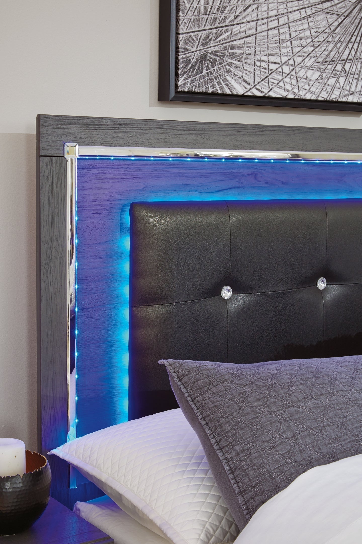 Lodanna Full Upholstered Panel Headboard with Mirrored Dresser and Chest at Towne & Country Furniture (AL) furniture, home furniture, home decor, sofa, bedding