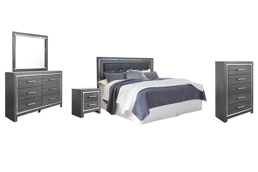 Lodanna King/California King Upholstered Panel Headboard with Mirrored Dresser, Chest and Nightstand at Towne & Country Furniture (AL) furniture, home furniture, home decor, sofa, bedding
