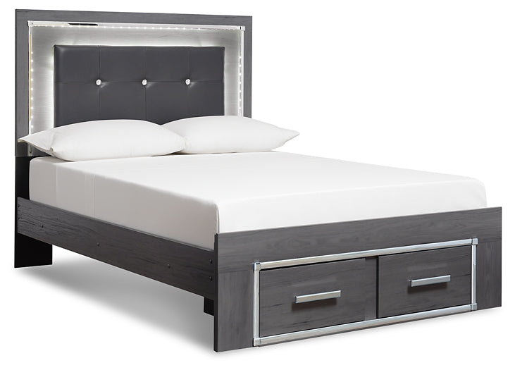 Lodanna King Panel Bed with 2 Storage Drawers with Mirrored Dresser at Towne & Country Furniture (AL) furniture, home furniture, home decor, sofa, bedding