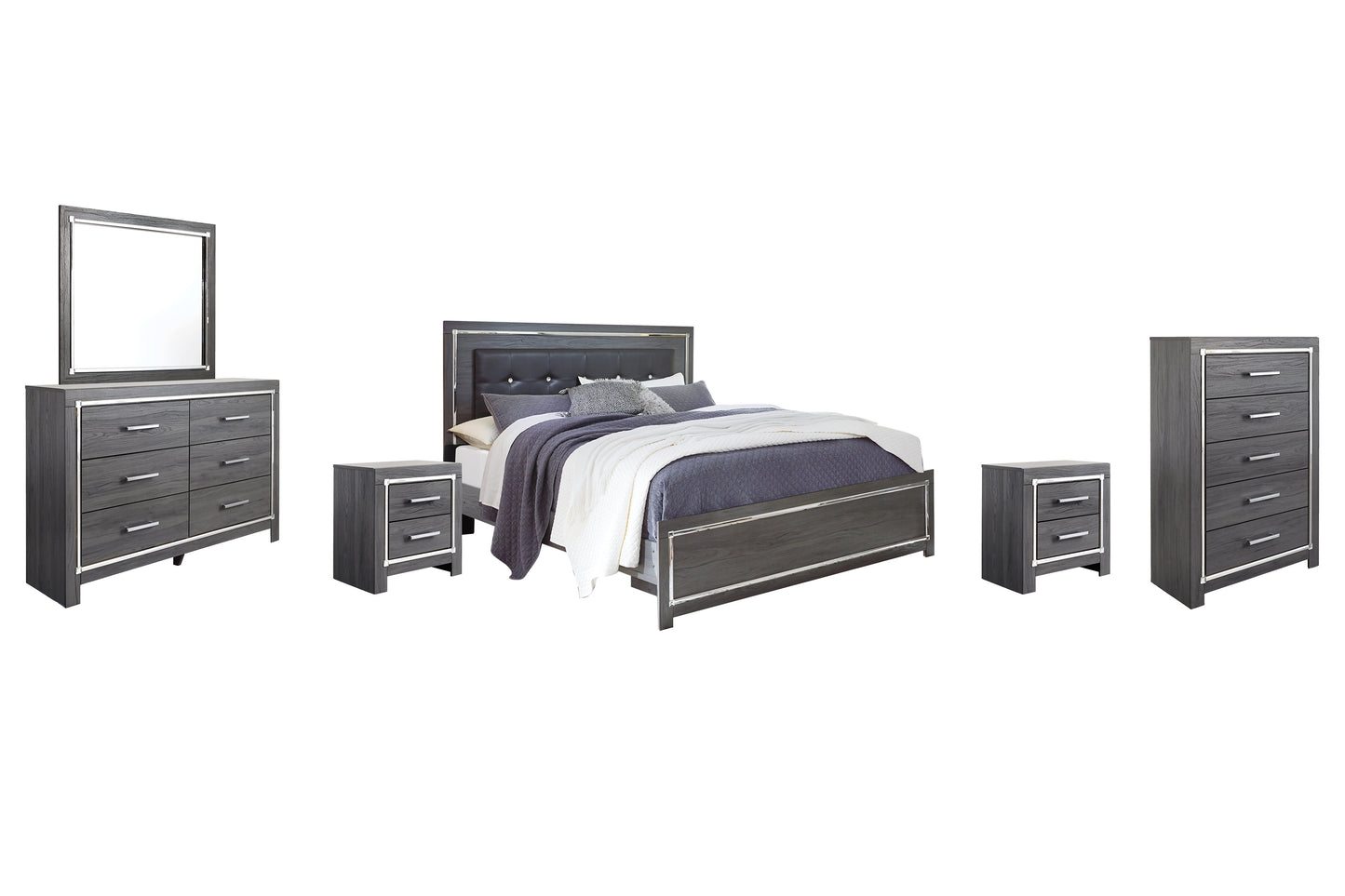 Lodanna King Panel Bed with Mirrored Dresser, Chest and Nightstand at Towne & Country Furniture (AL) furniture, home furniture, home decor, sofa, bedding