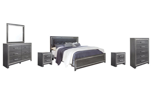 Lodanna King Panel Bed with Mirrored Dresser, Chest and Nightstand at Towne & Country Furniture (AL) furniture, home furniture, home decor, sofa, bedding