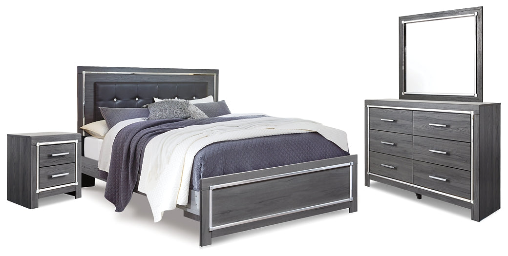 Lodanna King Panel Bed with Mirrored Dresser and Nightstand at Towne & Country Furniture (AL) furniture, home furniture, home decor, sofa, bedding