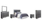 Lodanna Queen/Full Upholstered Panel Headboard with Mirrored Dresser, Chest and 2 Nightstands at Towne & Country Furniture (AL) furniture, home furniture, home decor, sofa, bedding