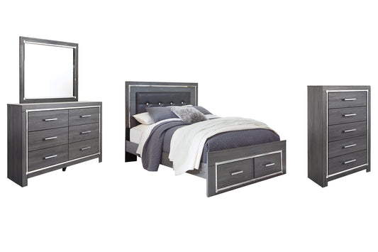 Lodanna Queen Panel Bed with 2 Storage Drawers with Mirrored Dresser and Chest at Towne & Country Furniture (AL) furniture, home furniture, home decor, sofa, bedding