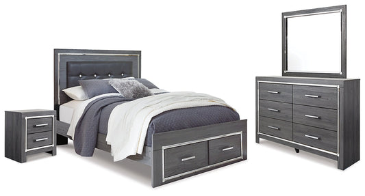 Lodanna Queen Panel Bed with 2 Storage Drawers with Mirrored Dresser and Nightstand at Towne & Country Furniture (AL) furniture, home furniture, home decor, sofa, bedding