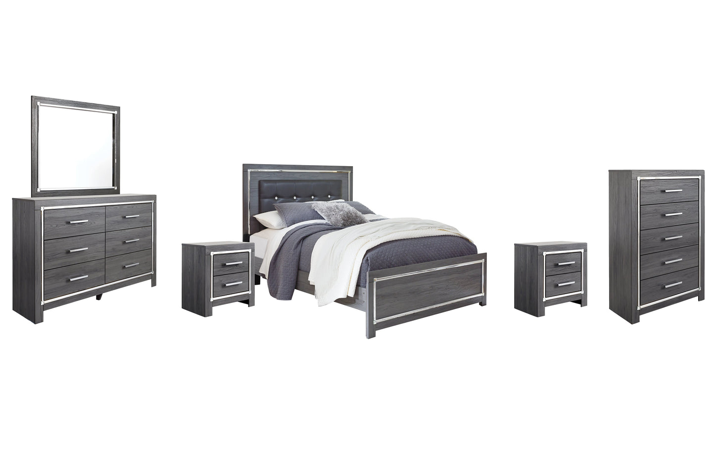 Lodanna Queen Panel Bed with Mirrored Dresser, Chest and 2 Nightstands at Towne & Country Furniture (AL) furniture, home furniture, home decor, sofa, bedding