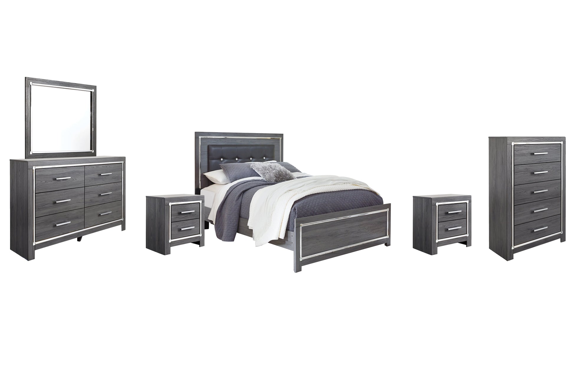 Lodanna Queen Panel Bed with Mirrored Dresser, Chest and 2 Nightstands at Towne & Country Furniture (AL) furniture, home furniture, home decor, sofa, bedding