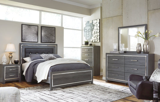 Lodanna Queen Panel Bed with Mirrored Dresser, Chest and Nightstand at Towne & Country Furniture (AL) furniture, home furniture, home decor, sofa, bedding