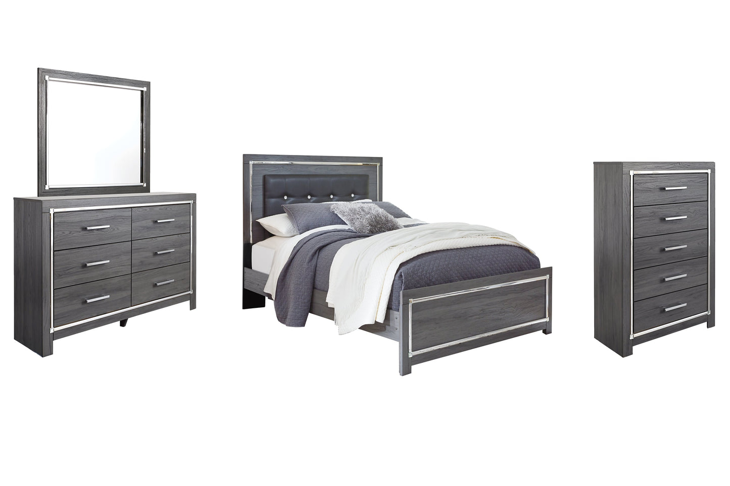 Lodanna Queen Panel Bed with Mirrored Dresser and Chest at Towne & Country Furniture (AL) furniture, home furniture, home decor, sofa, bedding