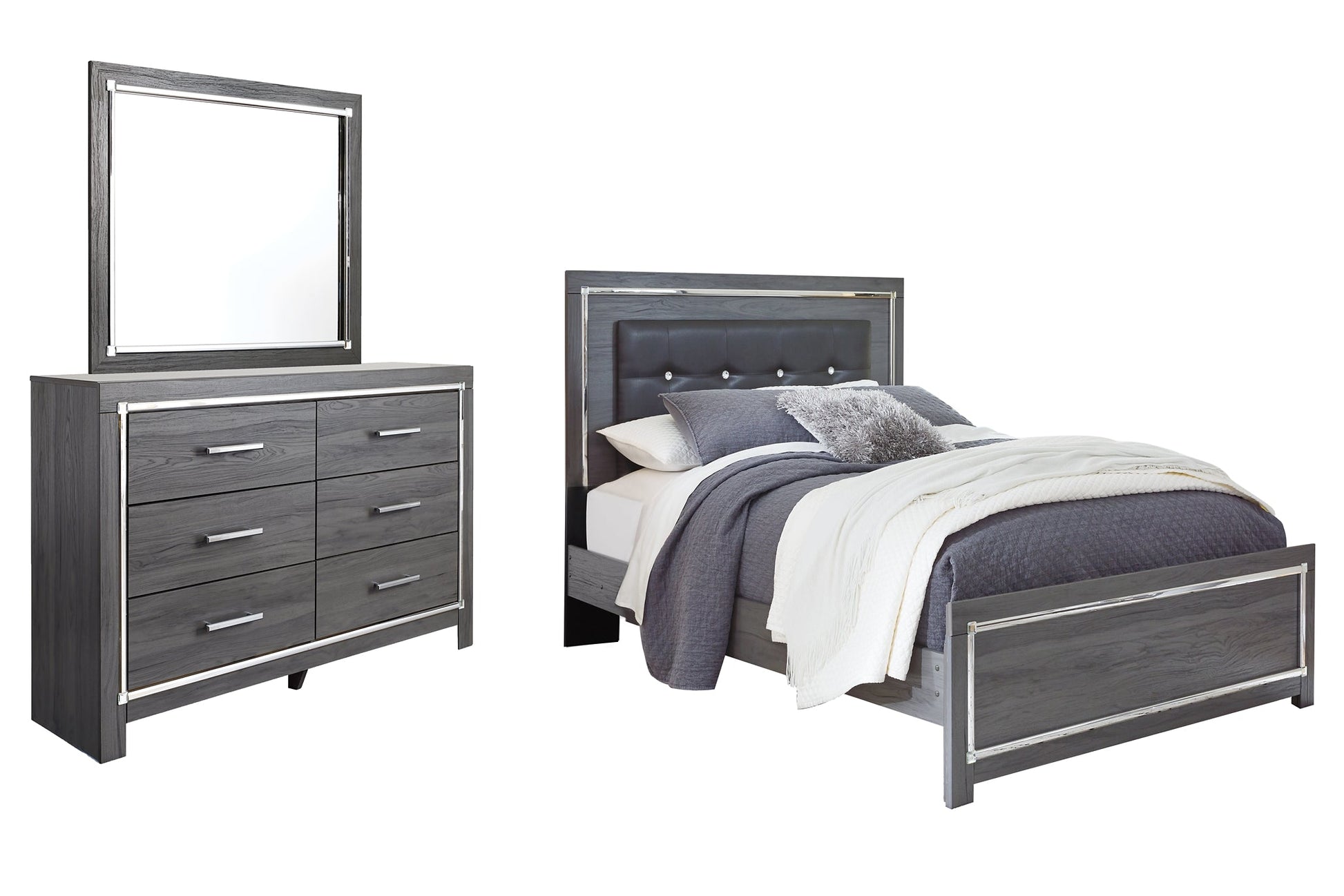 Lodanna Queen Panel Bed with Mirrored Dresser at Towne & Country Furniture (AL) furniture, home furniture, home decor, sofa, bedding