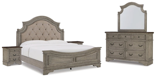 Lodenbay California King Panel Bed with Mirrored Dresser and 2 Nightstands at Towne & Country Furniture (AL) furniture, home furniture, home decor, sofa, bedding