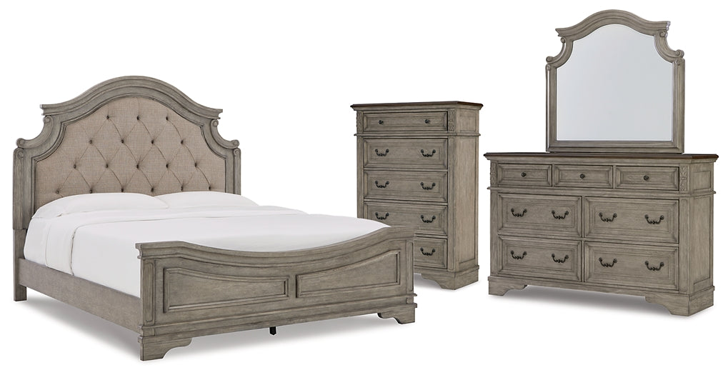 Lodenbay California King Panel Bed with Mirrored Dresser and Chest at Towne & Country Furniture (AL) furniture, home furniture, home decor, sofa, bedding