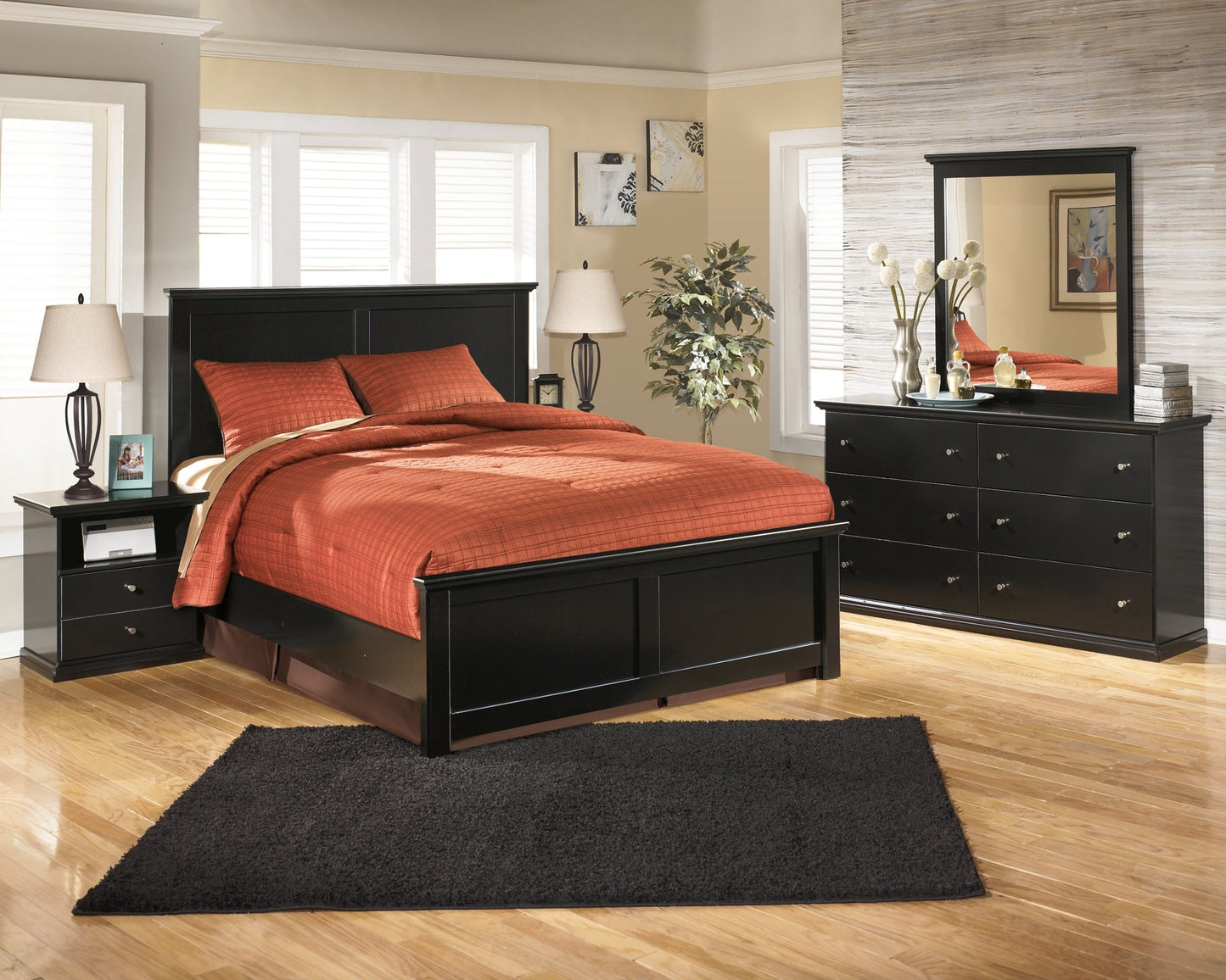 Maribel Full Panel Bed with Mirrored Dresser and 2 Nightstands at Towne & Country Furniture (AL) furniture, home furniture, home decor, sofa, bedding