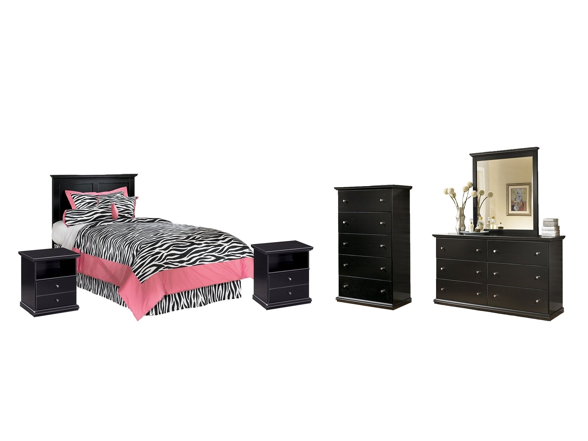Maribel Twin Panel Headboard with Mirrored Dresser, Chest and 2 Nightstands at Towne & Country Furniture (AL) furniture, home furniture, home decor, sofa, bedding