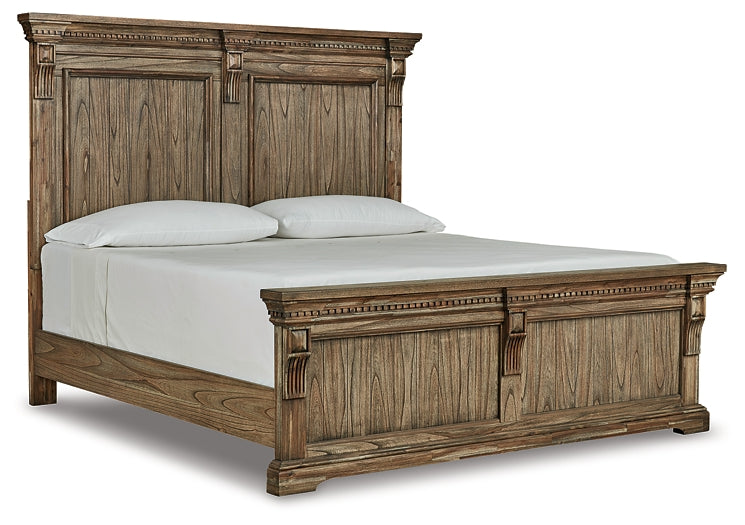 Markenburg California King Panel Bed with Mirrored Dresser at Towne & Country Furniture (AL) furniture, home furniture, home decor, sofa, bedding