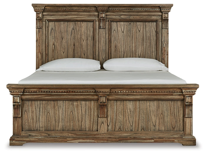 Markenburg King Panel Bed with Mirrored Dresser at Towne & Country Furniture (AL) furniture, home furniture, home decor, sofa, bedding