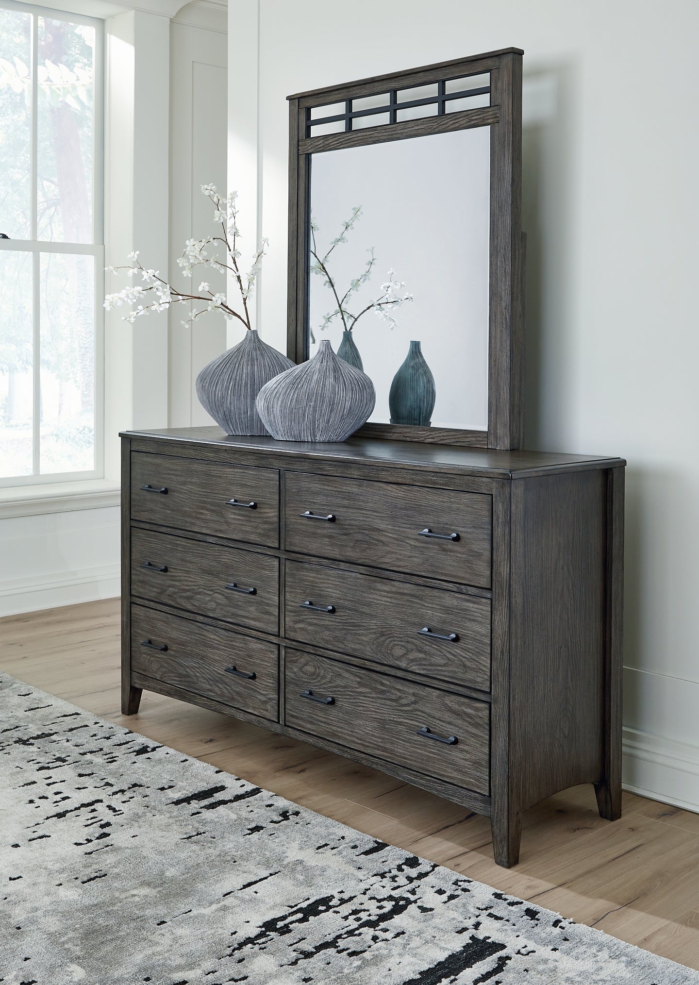Montillan California King Panel Bed with Mirrored Dresser, Chest and 2 Nightstands at Towne & Country Furniture (AL) furniture, home furniture, home decor, sofa, bedding