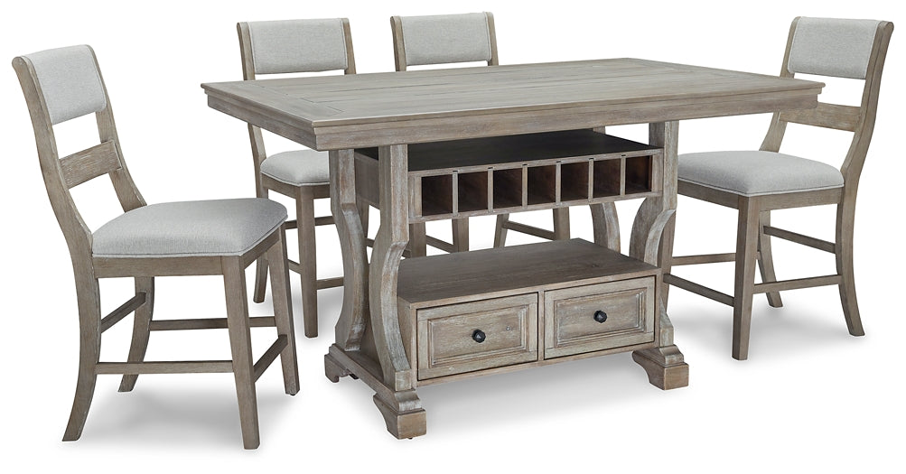 Moreshire Counter Height Dining Table and 4 Barstools at Towne & Country Furniture (AL) furniture, home furniture, home decor, sofa, bedding