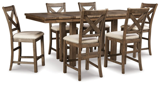 Moriville Counter Height Dining Table and 6 Barstools at Towne & Country Furniture (AL) furniture, home furniture, home decor, sofa, bedding
