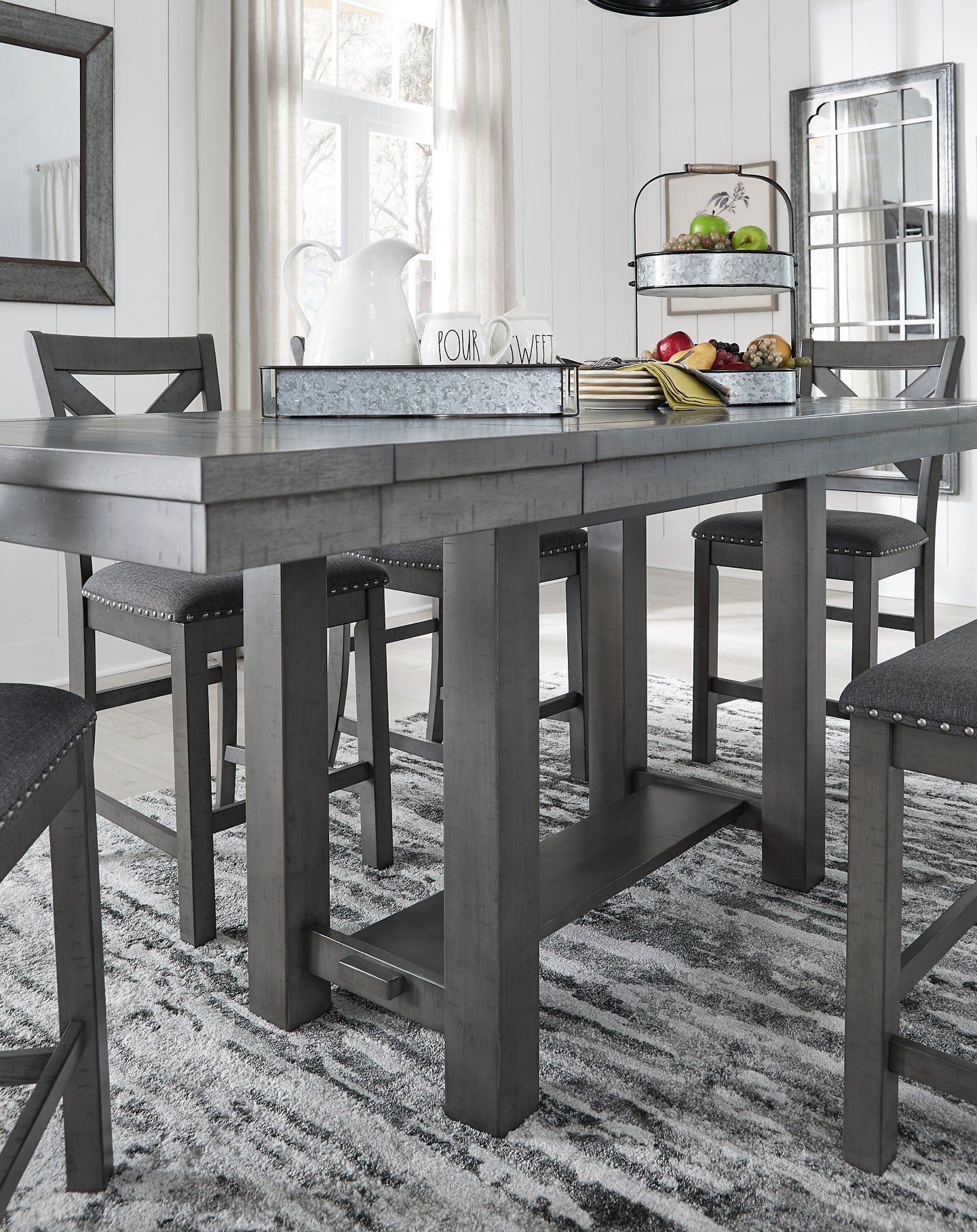 Myshanna Counter Height Dining Table and 4 Barstools and Bench at Towne & Country Furniture (AL) furniture, home furniture, home decor, sofa, bedding