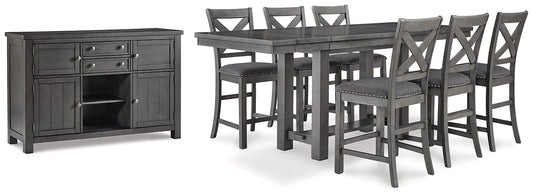 Myshanna Counter Height Dining Table and 6 Barstools with Storage at Towne & Country Furniture (AL) furniture, home furniture, home decor, sofa, bedding