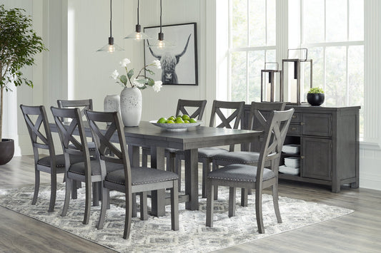 Myshanna Dining Table and 8 Chairs with Storage at Towne & Country Furniture (AL) furniture, home furniture, home decor, sofa, bedding