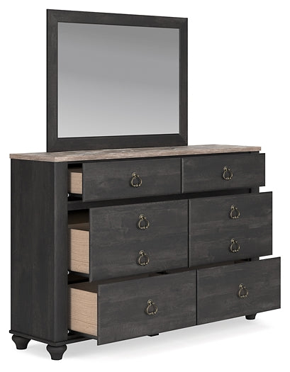 Nanforth King/California King Panel Headboard with Mirrored Dresser, Chest and 2 Nightstands at Towne & Country Furniture (AL) furniture, home furniture, home decor, sofa, bedding