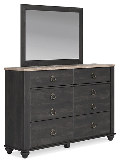 Nanforth King/California King Panel Headboard with Mirrored Dresser, Chest and Nightstand at Towne & Country Furniture (AL) furniture, home furniture, home decor, sofa, bedding
