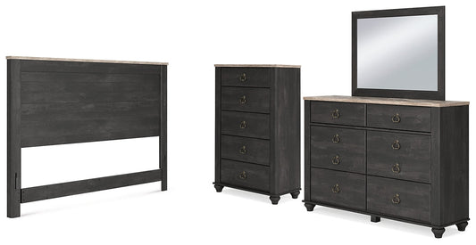 Nanforth King/California King Panel Headboard with Mirrored Dresser and Chest at Towne & Country Furniture (AL) furniture, home furniture, home decor, sofa, bedding