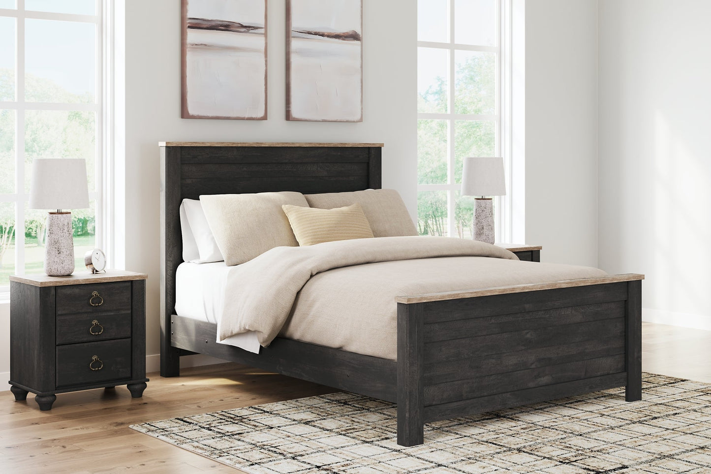 Nanforth Queen Panel Bed with Mirrored Dresser, Chest and 2 Nightstands at Towne & Country Furniture (AL) furniture, home furniture, home decor, sofa, bedding