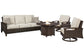 Paradise Trail Outdoor Sofa and 2 Lounge Chairs with Fire Pit Table at Towne & Country Furniture (AL) furniture, home furniture, home decor, sofa, bedding