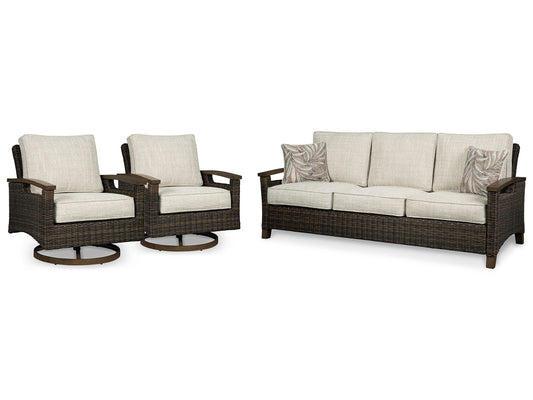 Paradise Trail Outdoor Sofa with 2 Lounge Chairs at Towne & Country Furniture (AL) furniture, home furniture, home decor, sofa, bedding