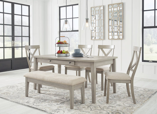 Parellen Dining Table and 4 Chairs and Bench at Towne & Country Furniture (AL) furniture, home furniture, home decor, sofa, bedding