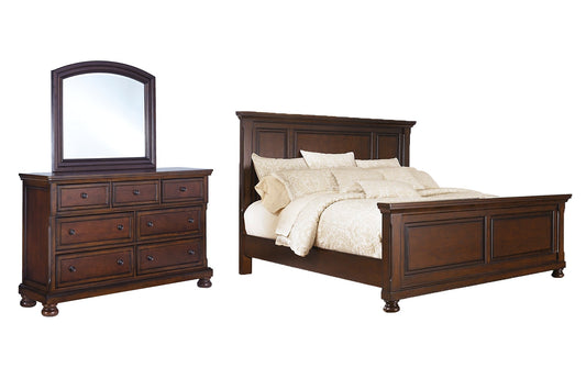 Porter California King Panel Bed with Mirrored Dresser at Towne & Country Furniture (AL) furniture, home furniture, home decor, sofa, bedding