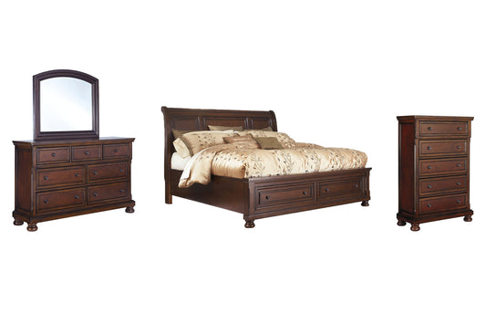 Porter California King Sleigh Bed with Mirrored Dresser and Chest at Towne & Country Furniture (AL) furniture, home furniture, home decor, sofa, bedding
