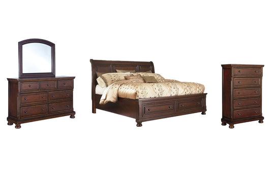 Porter Queen Sleigh Bed with Mirrored Dresser and Chest at Towne & Country Furniture (AL) furniture, home furniture, home decor, sofa, bedding
