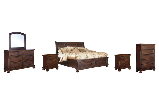 Porter  Sleigh Bed With Mirrored Dresser, Chest And 2 Nightstands at Towne & Country Furniture (AL) furniture, home furniture, home decor, sofa, bedding