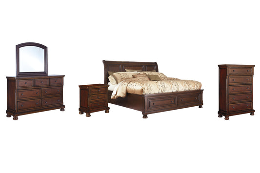Porter  Sleigh Bed With Mirrored Dresser, Chest And Nightstand at Towne & Country Furniture (AL) furniture, home furniture, home decor, sofa, bedding