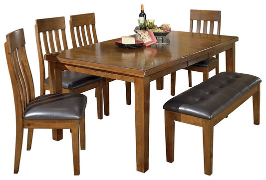 Ralene Dining Table and 4 Chairs and Bench at Towne & Country Furniture (AL) furniture, home furniture, home decor, sofa, bedding