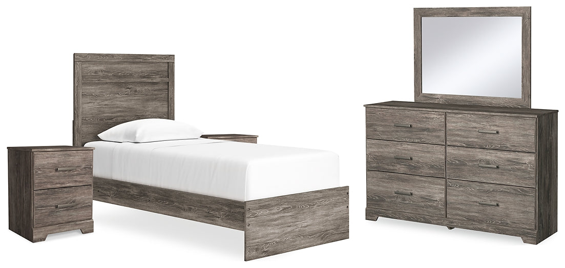 Ralinksi Twin Panel Bed with Mirrored Dresser and 2 Nightstands at Towne & Country Furniture (AL) furniture, home furniture, home decor, sofa, bedding