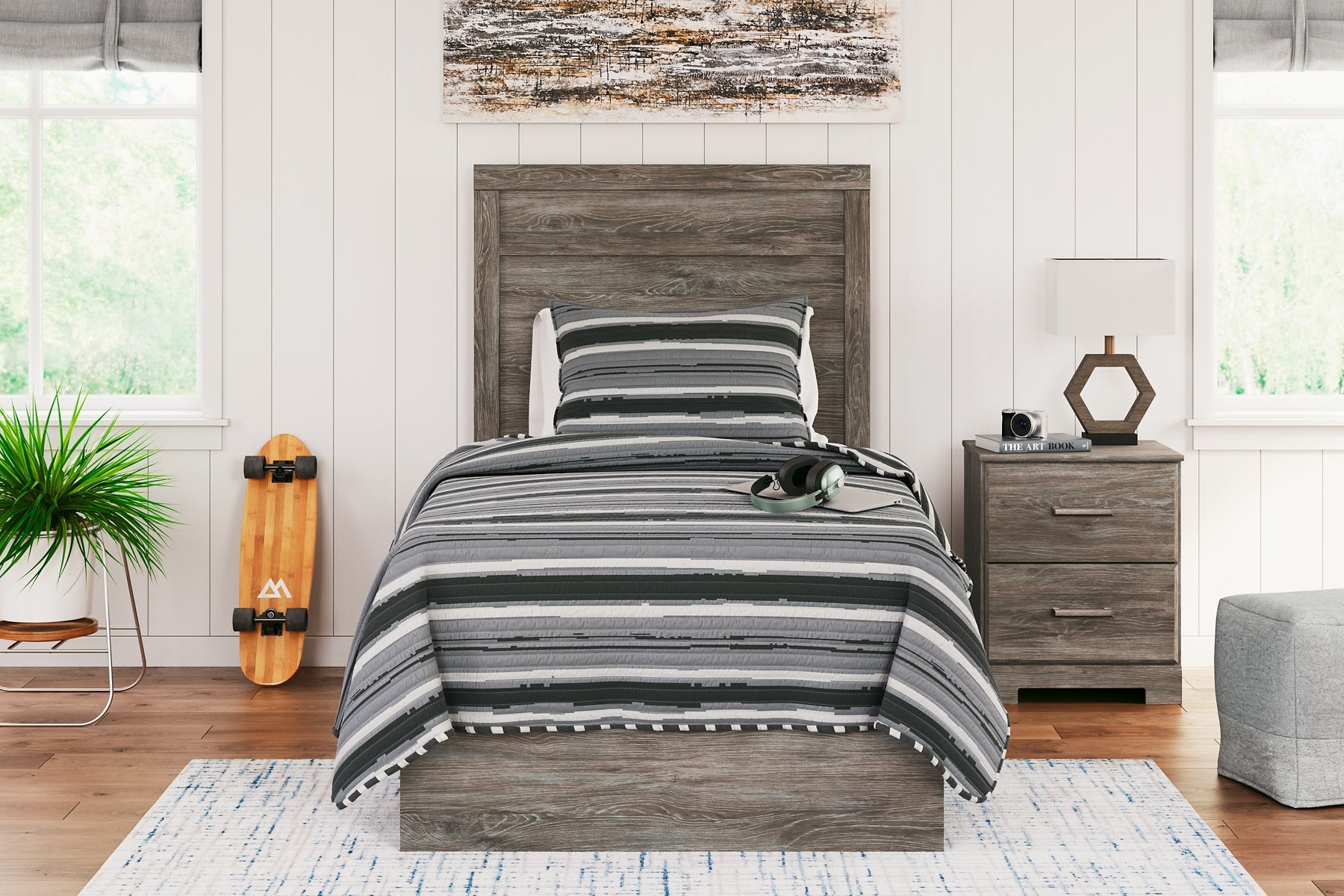 Ralinksi Twin Panel Bed with Mirrored Dresser and 2 Nightstands at Towne & Country Furniture (AL) furniture, home furniture, home decor, sofa, bedding