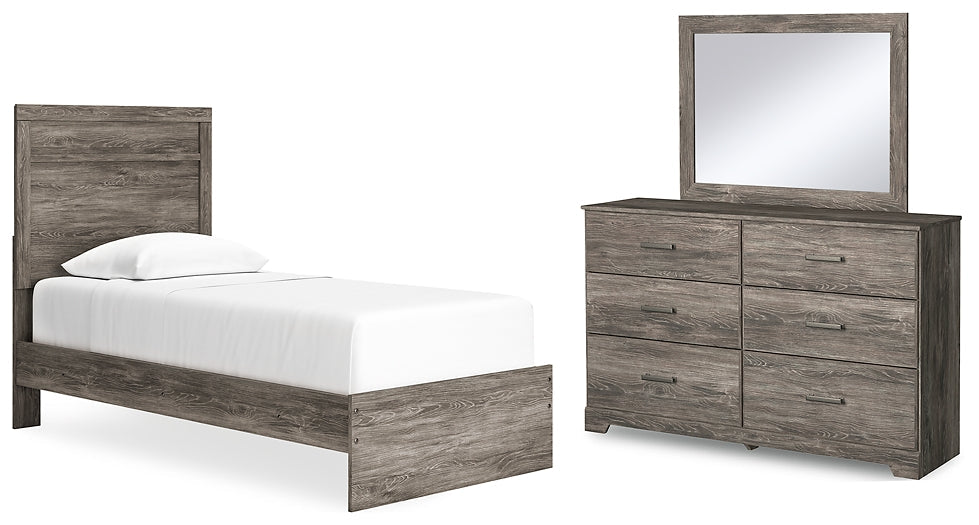 Ralinksi Twin Panel Bed with Mirrored Dresser at Towne & Country Furniture (AL) furniture, home furniture, home decor, sofa, bedding