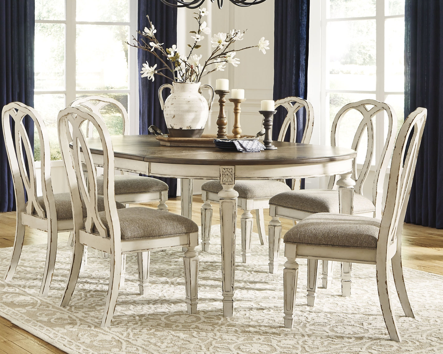 Realyn Dining Table and 6 Chairs with Storage at Towne & Country Furniture (AL) furniture, home furniture, home decor, sofa, bedding
