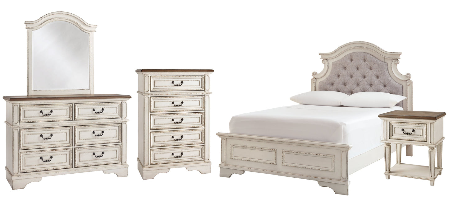 Realyn Full Panel Bed with Mirrored Dresser, Chest and Nightstand at Towne & Country Furniture (AL) furniture, home furniture, home decor, sofa, bedding