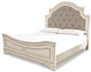 Realyn King Upholstered Panel Bed with Mirrored Dresser and Nightstand at Towne & Country Furniture (AL) furniture, home furniture, home decor, sofa, bedding