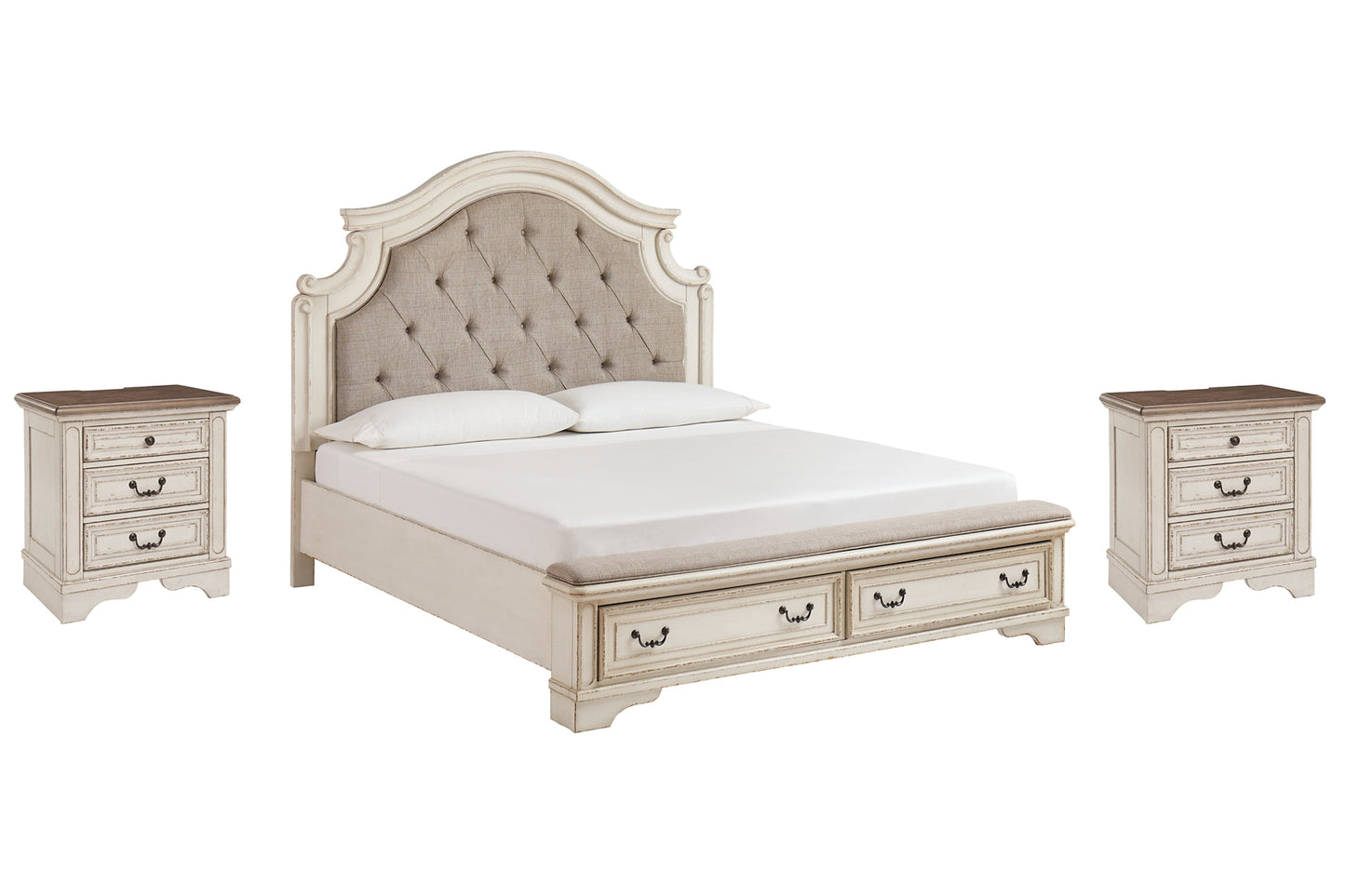 Realyn Queen Upholstered Bed with 2 Nightstands at Towne & Country Furniture (AL) furniture, home furniture, home decor, sofa, bedding